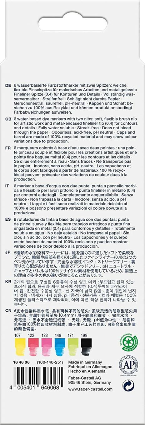 Astuccio in cartone con 6 Dual Marker Goldfaber, doppia punta (pennello e 0.4 mm) - 2