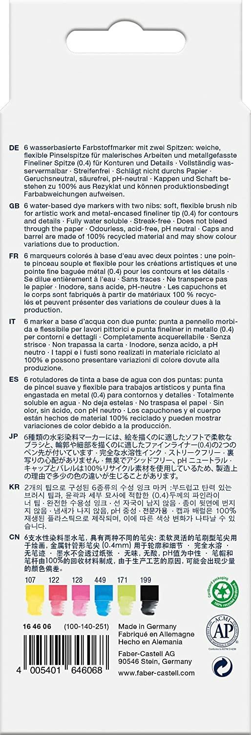Astuccio in cartone con 6 Dual Marker Goldfaber, doppia punta (pennello e 0.4 mm) - 2