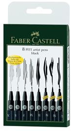 Penna di china Faber-Castell Pitt Artist Pen nero. Bustina 8 tratti assortiti