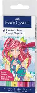 Cartoleria Bustina da 6 Pitt Artist Pen-Manga Set A Shojo, tratto B per soggetti femminili Faber-Castell