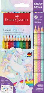 10 matite colorate Colour Grip + 3 matite colorate Sparkle pastel, unicorno stickers