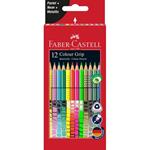 Matite colorate Faber-Castell Colour Grip Special. Astuccio in cartone 12 colori Metallic - Neon - Pastel