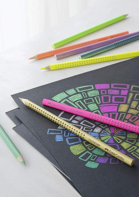 Matite colorate Faber-Castell Colour Grip Special. Astuccio in cartone 12 colori Metallic - Neon - Pastel - 3