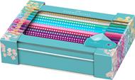 Set in metallo matite colorate Sparkle, 20 matite, 1 temperamatite sleeve mini turchese
