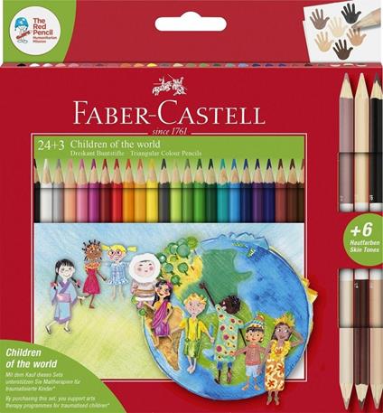 Matite colorate Faber-Castell Children of the worls. Astuccio da 24 + 3 matite triangolari