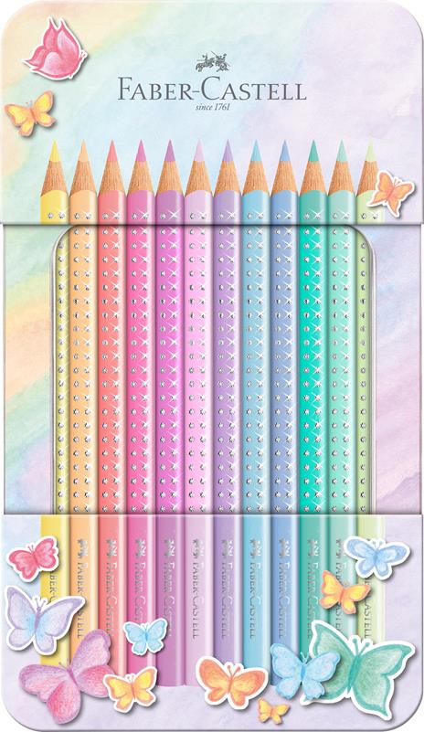 Set in metallo con matite colorate Sparkle Pastel, 12 matite colorate pastello - 2