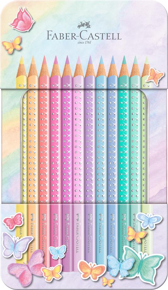 Set in metallo con matite colorate Sparkle Pastel, 12 matite colorate pastello - 2