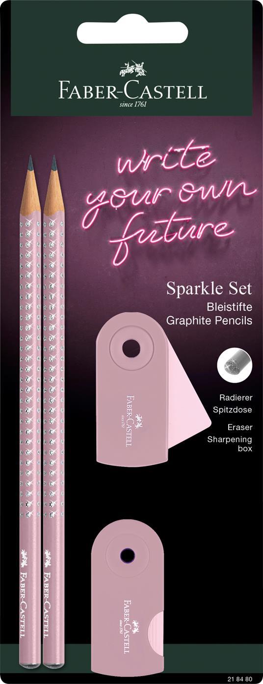 Blister 2 matite di grafite Sparkle + 1 gomma mini sleeve + 1 temperamatite mini sleeve, rose shadows/dapple grey