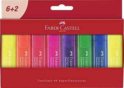 Cartoleria Evidenziatore Faber Castle Texliner 1546 Superfluo. Astuccio in cartone 8 colori Faber-Castell