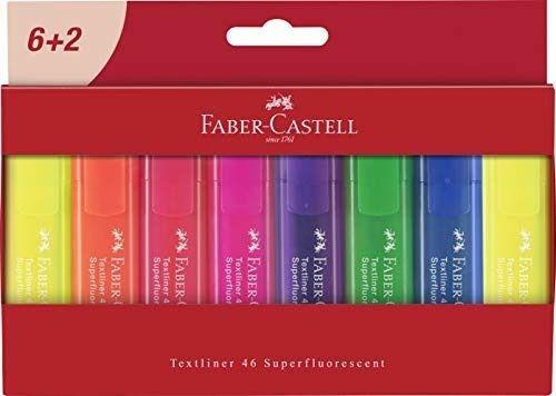 Evidenziatore Faber Castle Texliner 1546 Superfluo. Astuccio in cartone 8  colori - Faber-Castell - Cartoleria e scuola