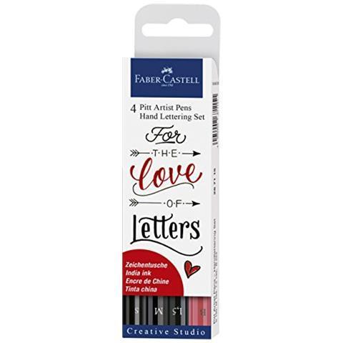 Bustina da 4 Pitt Artist Pen Handlettering Love (1.5, M, S nero e B rosso) - 2