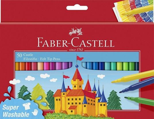 Astuccio in cartone con 50 pennarelli Castello superlavabili, punta fine