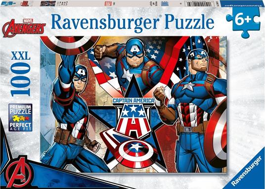 Ravensburger - Puzzle Captain America 100 Pezzi XXL, Età Raccomandata 6+ Anni