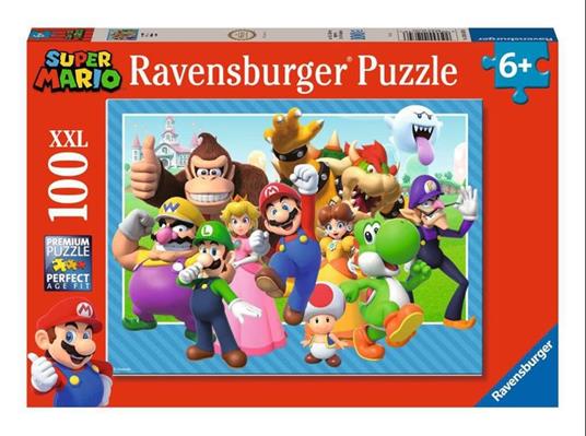 Ravensburger - Puzzle Super Mario 100 Pezzi XXL, Età Raccomandata 6+ Anni