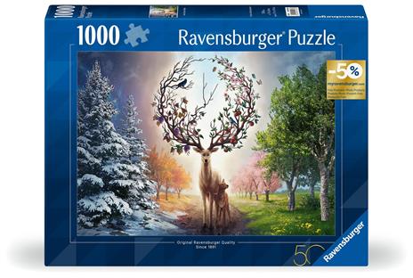 Ravensburger Puzzle 1000 pezzi, 50° Anniversario: Il cervo magico e le quattro stagioni