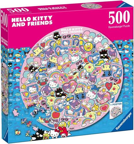 Ravensburger - Puzzle Hello Kitty per Adulti, 500 Pezzi, Collezione Circle of Colors, Puzzle Arte, Forma Rotonda 52x52cm - 2