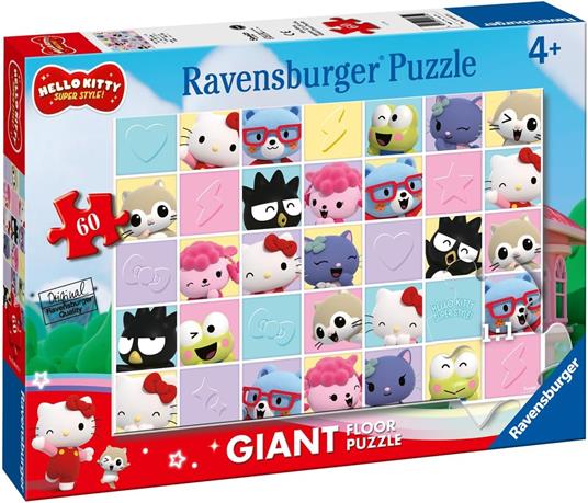 Ravensburger - Puzzle Hello Kitty, Collezione Giant Pavimento, Idea Regalo per Bambini 4+ Anni, 60 Pezzi Giganti - 2