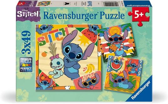 Ravensburger 12004114 Disney Stitch  Puzzle per bambini dai 5 anni in su, con 3 x 49 pezzi