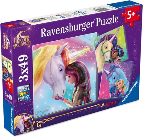 Ravensburger - Puzzle Unicorn Academy, 3 Puzzle 49 pezzi, Puzzle Bambini 5 Anni, 21x21 cm - 6