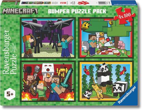 Puzzle Ravensburger Minecraft 4 x 100 pezzi