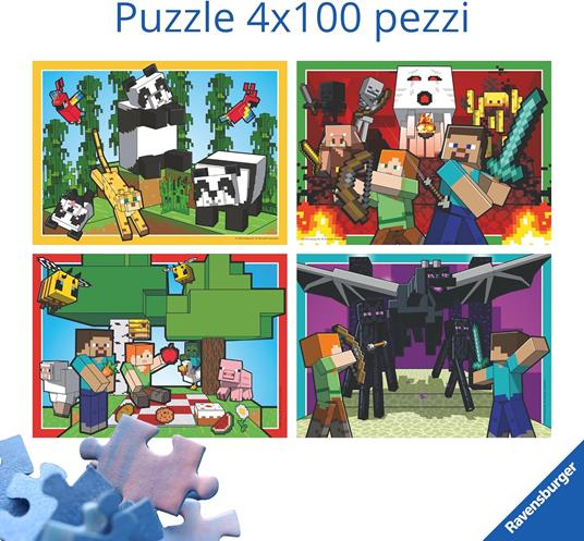 Puzzle Ravensburger Minecraft 4 x 100 pezzi - 2
