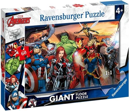 Ravensburger - Puzzle Avengers, Collezione 60 Giant Pavimento, 60 Pezzi, Età Raccomandata 4+ Anni - 2