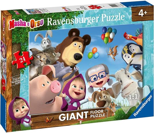 Ravensburger - Puzzle Masha e Orso, Collezione 24 Giant Pavimento, 24 Pezzi, Età Raccomandata 3+ Anni - 2