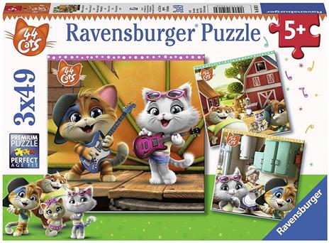 Ravensburger - Puzzle 44 Gatti, Collezione 3x49, 3 Puzzle da 49 Pezzi, Età Raccomandata 5+ Anni - 3