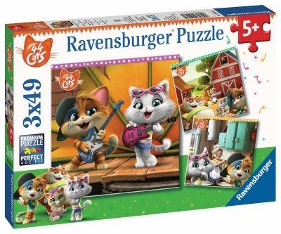 Ravensburger - Puzzle 44 Gatti, Collezione 3x49, 3 Puzzle da 49 Pezzi, Età Raccomandata 5+ Anni - 5