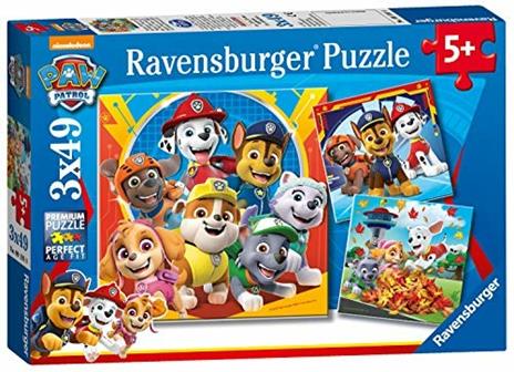 Ravensburger - Puzzle Paw Patrol, Collezione 3x49, 3 Puzzle da 49 Pezzi, Età Raccomandata 5+ Anni
