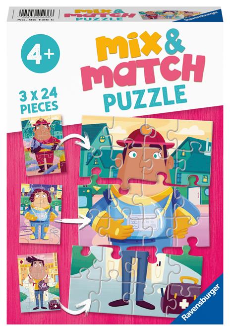 Ravensburger - Puzzle I miei eroi preferiti, Linea Mix & Match, 3 Puzzle da 24 Pezzi, Puzzle per Bambini