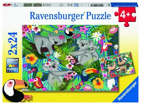 Ravensburger - Puzzle Koala e bradipi, Collezione 2x24, 2 Puzzle da 24 Pezzi, Età Raccomandata 4+ Anni