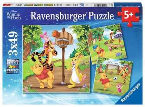 Ravensburger - Puzzle Winnie the Pooh, Collezione 3x49, 3 Puzzle da 49 Pezzi, Età Raccomandata 5+ Anni