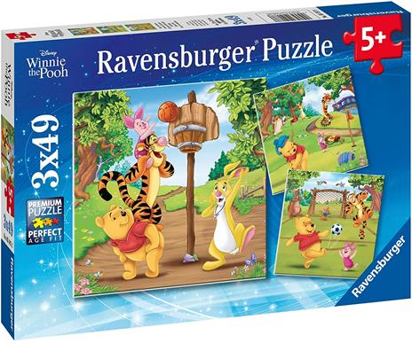 Ravensburger - Puzzle Winnie the Pooh, Collezione 3x49, 3 Puzzle da 49 Pezzi, Età Raccomandata 5+ Anni - 3