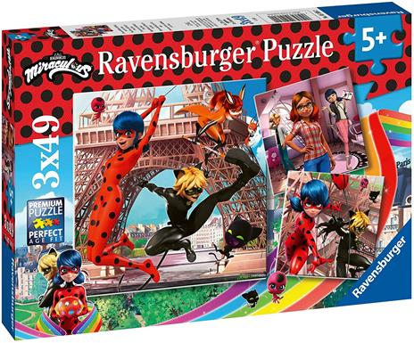 Ravensburger - Puzzle Miraculous, Collezione 3x49, 3 Puzzle da 49 Pezzi, Età Raccomandata 5+ Anni - 2