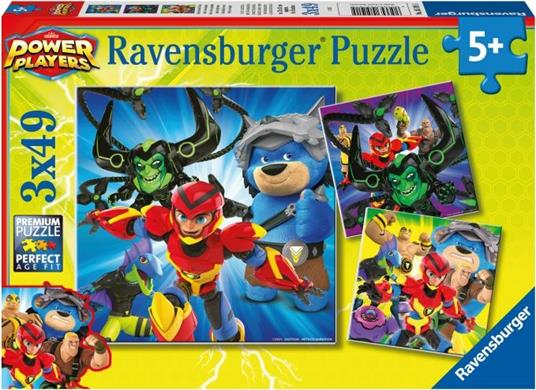 Ravensburger - Puzzle Power Players Collezione 3x49 3 Puzzle da 49 Pezzi Età Raccomandata 5+ Anni