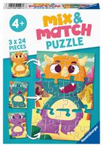 Ravensburger - Puzzle Dinosauri da Mixare, Linea Mix & Match, 3 Puzzle da 24 Pezzi, Puzzle per Bambini