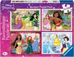 Ravensburger - Puzzle Disney Princess, Collezione Bumper Pack 4X100, 4 Puzzle da 100 Pezzi, Età Raccomandata 5+ Anni