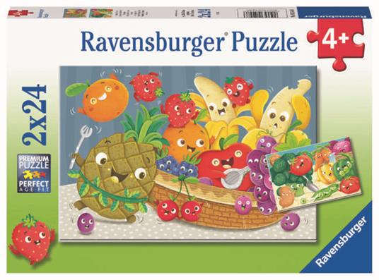 Ravensburger - Puzzle Allegria di frutta e verdura, Collezione 2x24, 2 Puzzle da 24 Pezzi, Età Raccomandata 4+ Anni