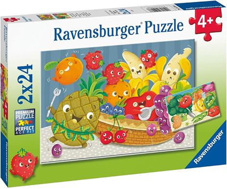 Ravensburger - Puzzle Allegria di frutta e verdura, Collezione 2x24, 2 Puzzle da 24 Pezzi, Età Raccomandata 4+ Anni - 2