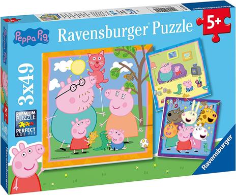 Ravensburger - Puzzle Peppa Pig, Collezione 3x49, 3 Puzzle da 49 Pezzi, Età Raccomandata 5+ Anni - 2