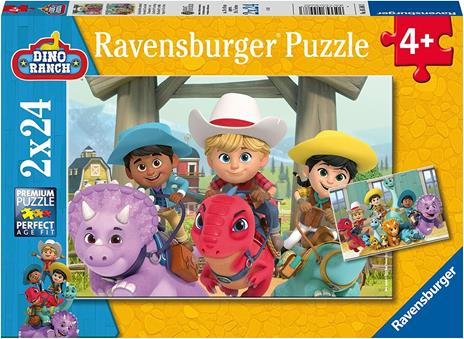Ravensburger - Puzzle Dino Ranch, Collezione 2x24, 2 Puzzle da 24 Pezzi, Età Raccomandata 4+ Anni