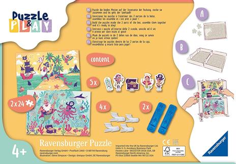 Ravensburger - Puzzle L'Isola del Pirata, Linea Puzzle & Play, 2 Puzzle da 24 Pezzi e Accessori, Puzzle per Bambini - 5