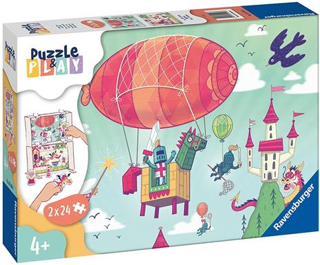 Ravensburger - Puzzle Festa a Corte, Linea Puzzle & Play 3x24 Pezzi e Accessori, Puzzle per Bambini - 2