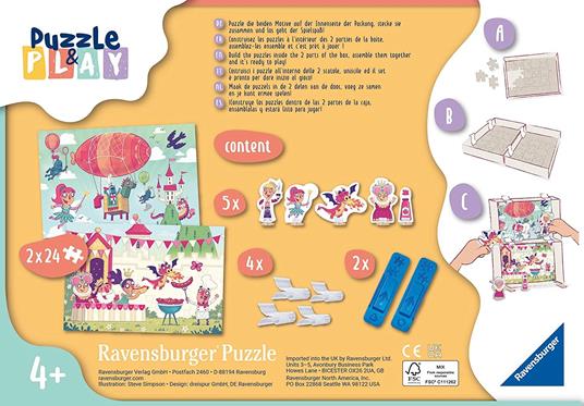 Ravensburger - Puzzle Festa a Corte, Linea Puzzle & Play 3x24 Pezzi e Accessori, Puzzle per Bambini - 4