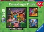 Ravensburger - Puzzle Minecraft, Collezione 3x49, 3 Puzzle da 49 Pezzi, Età Raccomandata 5+ Anni