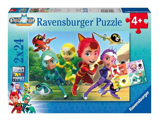 Ravensburger - Puzzle Petronix Defenders, Collezione 2x24, 2 Puzzle da 24 Pezzi, Età Raccomandata 4+ Anni