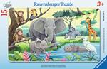 Ravensburger - Puzzle Gli animali dell'Africa, Collezione Puzzle Incorniciati, 15 Pezzi, Età Raccomandata 3+ Anni