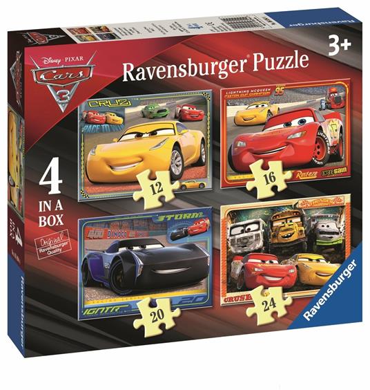 Ravensburger - Puzzle Cars 3, Collezione 4 in a Box, 4 puzzle da 12-16-20-24 Pezzi, Età Raccomandata 3+ Anni - 6
