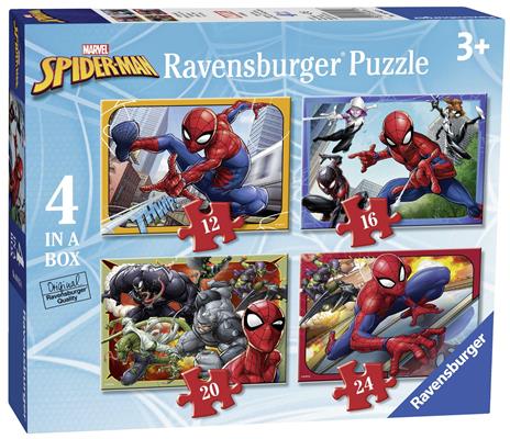 Ravensburger - Puzzle Spiderman, Collezione 4 in a Box, 4 puzzle da 12-16-20-24 Pezzi, Età Raccomandata 3+ Anni